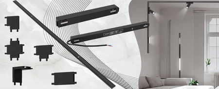 Oświetlenie szynowe magnetyczne ZESTAW listwa 1m + 3x reflektor LED