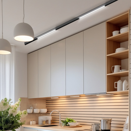 ZESTAW M20 Lampa liniowa LED 24W 60cm czarna 3 BARWY ŚWIATŁA + szyna magnetyczna 1m