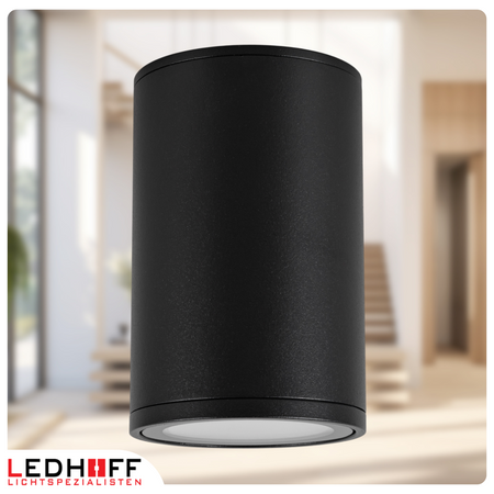 Oprawa sufitowa natynkowa tuba GU10 okrągła czarna IP44