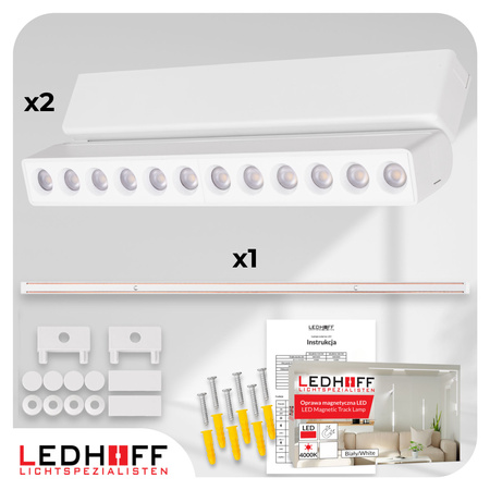 Oświetlenie szynowe magnetyczne ZESTAW listwa 1m + 2x lampa LED BIAŁA