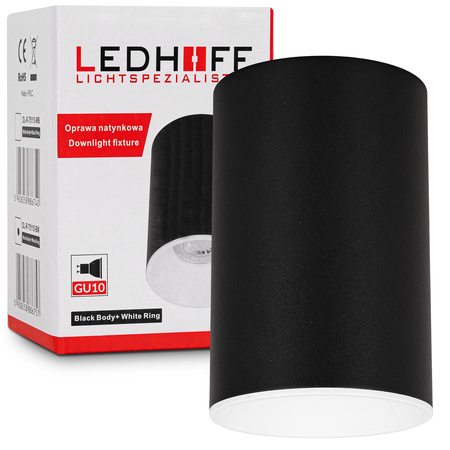 Oprawa sufitowa natynkowa Tuba GU10 okrągła czarno-biała