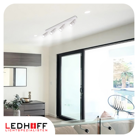 Kinkiet sufitowy Lampa poczwórna SPOT GU10 biała srebrna