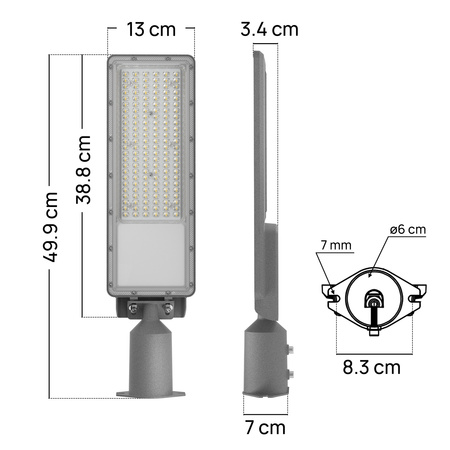 Lampa uliczna LED wodoodporna 100W 11000lm światło neutralne 5000K