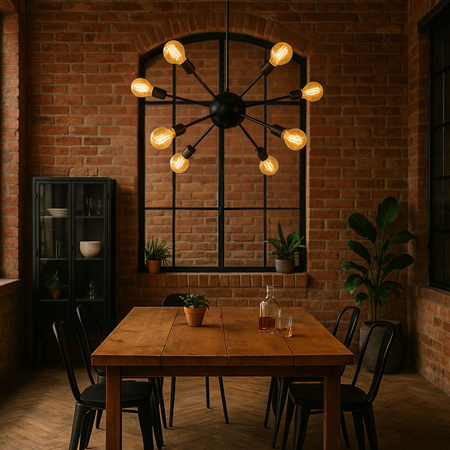 Lampa sufitowa Loft SPUTNIK 8x E27 czarna Industrialna Nowoczesny DESIGN