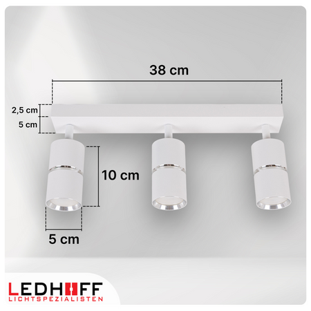 Kinkiet sufitowy Lampa potrójna SPOT GU10 biała srebrna