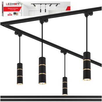 Oświetlenie szynowe czarny złoty 4x lampa wisząca 100cm GU10 szyna 2m