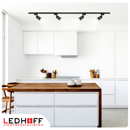 Oświetlenie szynowe czarny złoty 5x lampa GU10 szyna 2m