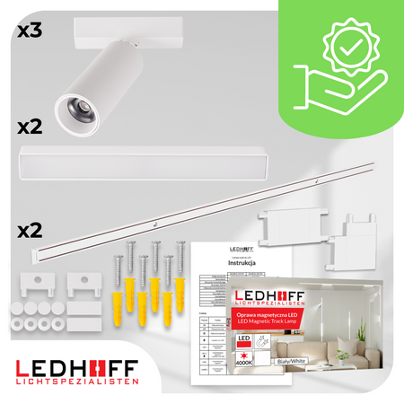 Oświetlenie szynowe magnetyczne ZESTAW 2x listwa 1m + 5x lampa LED BIAŁA