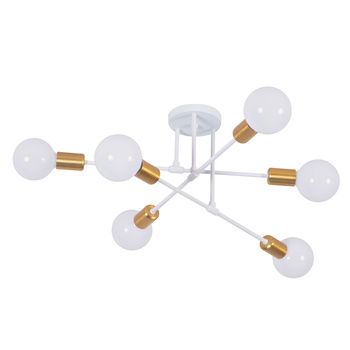 Lampa sufitowa biało-złota metalowa E27 ozdobna 6-punktowa Trinity