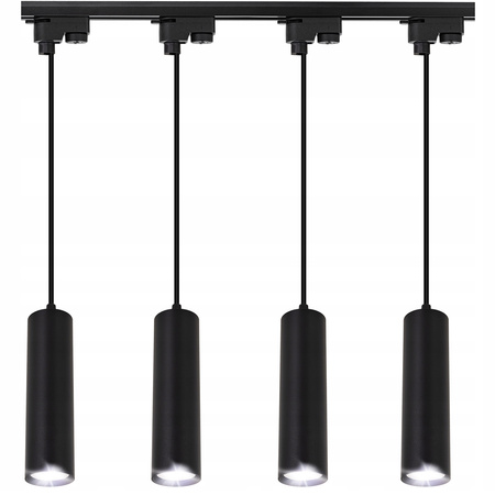 Oświetlenie szynowe wiszące czarne 4x lampa GU10 + 2x szyna 1m