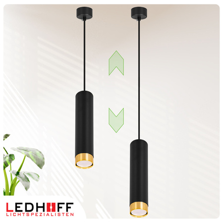 Lampa sufitowa wisząca na kablu Tuba LED GU10 czarna złota