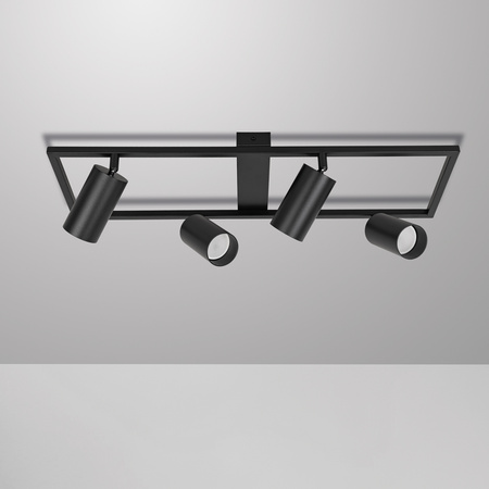 Kinkiet sufitowy Lampa poczwórna SPOT GU10 czarny prostokąt QUADRO