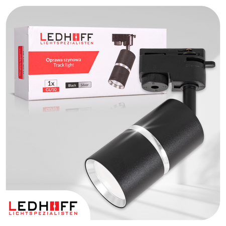 Oświetlenie szynowe czarny srebrny 5x lampa GU10 szyna 3m