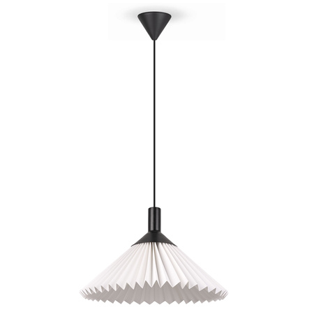 Lampa wisząca plisowana czarno-biała E27 Nowoczesna oprawa nad stół lub wyspę