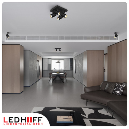 Lampa sufitowa Kinkiet poczwórny kwadrat GU10 czarny LINEA