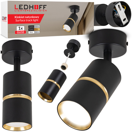 Kinkiet sufitowy pojedynczy SPOT GU10 czarny złoty