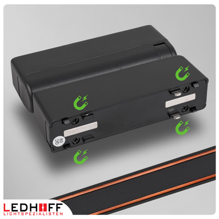 Oświetlenie szynowe magnetyczne ZESTAW 2x listwa 1m + 6x lampa LED CZARNA