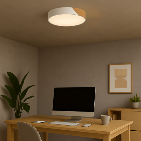 Plafon sufitowy LED biały metal + DREWNO 50cm WOODLINE