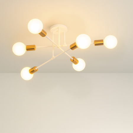 Lampa sufitowa biało-złota metalowa E27 ozdobna 6-punktowa Trinity