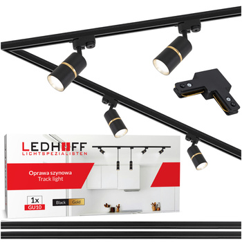 Oświetlenie szynowe czarny złoty 4x lampa GU10 szyna 2m