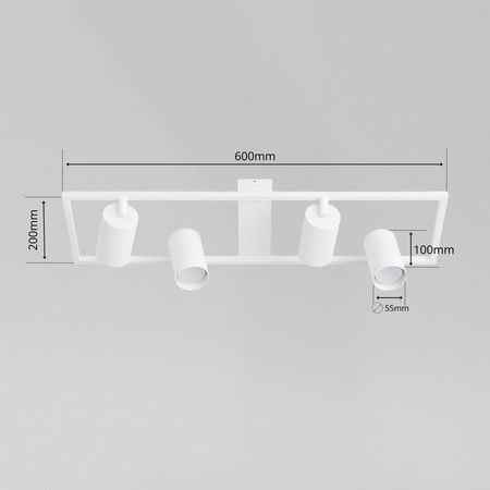 Kinkiet sufitowy Lampa 4x GU10 SPOT biały duży prostokąt QUADRO
