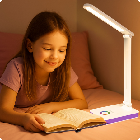 Lampka biurkowa LED biała 5W + światło RGB + USB