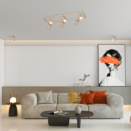 Lampa sufitowa Kinkiet 6x GU10 prostokąt beżowy kaszmirowy LUMIO