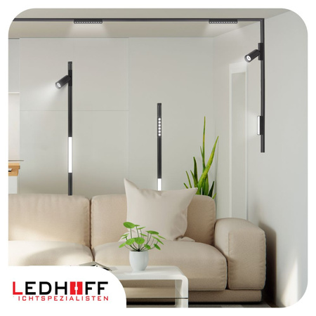 Oświetlenie szynowe magnetyczne 2x SZYNA 1m + 5x lampa LED łącznik PIONOWY