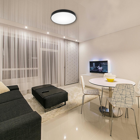 Plafon LED z pilotem Lampa sufitowa czarna ściemniana 3 barwy światła 50cm