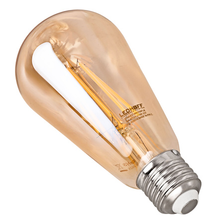 Żarówka LED E27 filamentowa ozdobna 8W mocne ciepłe światło 1070lm 2700K