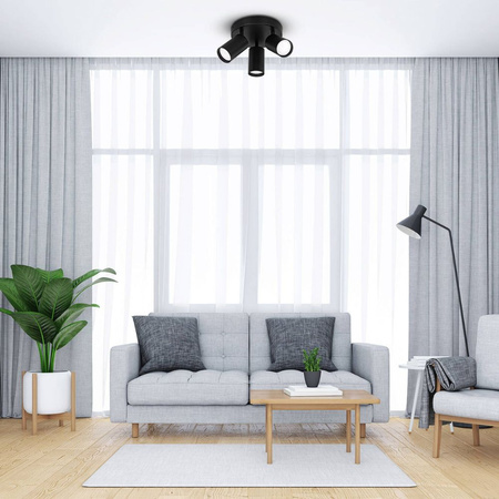 Kinkiet sufitowy okrągły potrójny Spot GU10 czarny