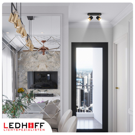 Kinkiet sufitowy podwójny SPOT GU10 czarny złoty