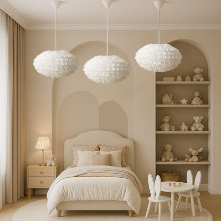 Lampa wisząca sufitowa chmurka biała E27 Żyrandol do pokoju dziecięcego