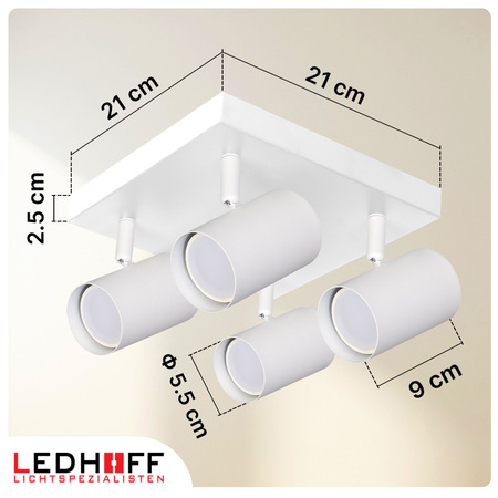 Lampa sufitowa Kinkiet poczwórny kwadrat GU10 biały LINEA