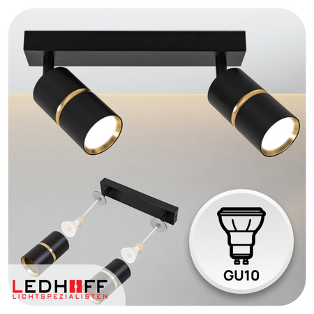 Kinkiet sufitowy podwójny SPOT GU10 czarny złoty