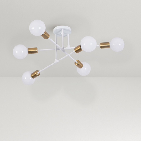 Lampa sufitowa biało-złota metalowa E27 ozdobna 6-punktowa Trinity