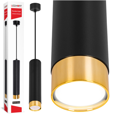 Lampa sufitowa wisząca na kablu Tuba LED GU10 czarna złota