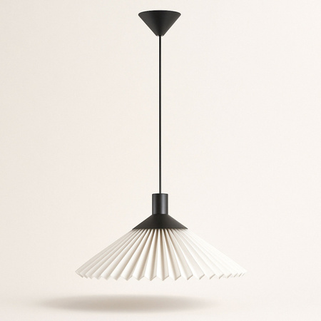 Lampa wisząca plisowana czarno-biała E27 Nowoczesna oprawa nad stół lub wyspę