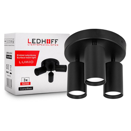 Kinkiet sufitowy okrągły potrójny Spot GU10 czarny
