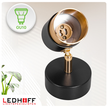 Kinkiet sufitowy pojedynczy SPOT GU10 czarny złoty