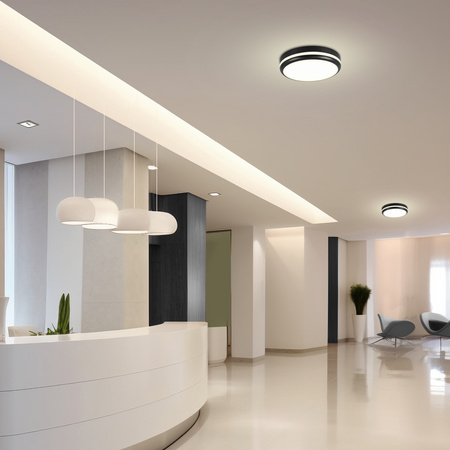 Plafon sufitowy LED okrągły czarny 3 barwy światła 22cm IP54