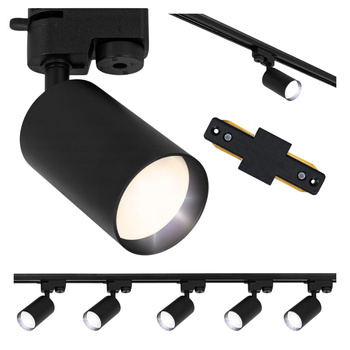 Oświetlenie szynowe czarne 5x GU10 szyna 2x 1m