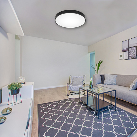 Plafon LED z pilotem Lampa sufitowa czarna ściemniana 3 barwy światła 50cm