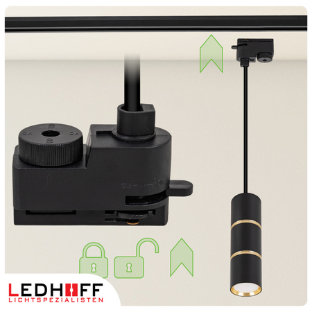 Oświetlenie szynowe czarny złoty 5x lampa wisząca 100cm GU10 szyna 2m