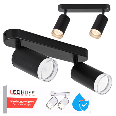 Kinkiet sufitowy podwójny SPOT GU10 czarny wodoodporny