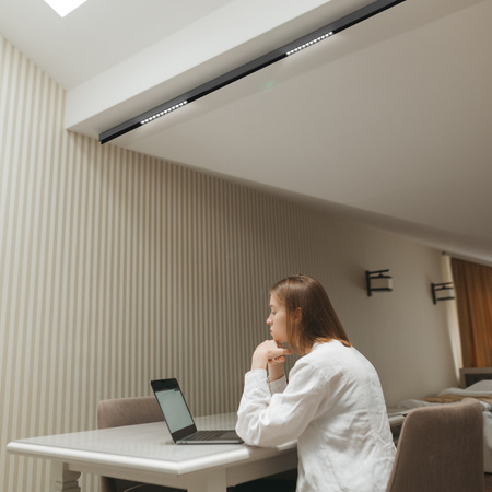 ZESTAW M20 3x Lampa soczewkowa punktowa LED 12W 22cm czarna 3 BARWY ŚWIATŁA + szyna magnetyczna 1m