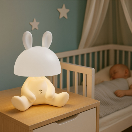 Lampka nocna LED dla dzieci KRÓLIK ciepłe światło Bezprzewodowa