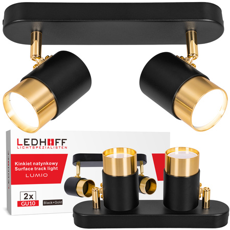 Kinkiet sufitowy podwójny SPOT GU10 czarny złoty
