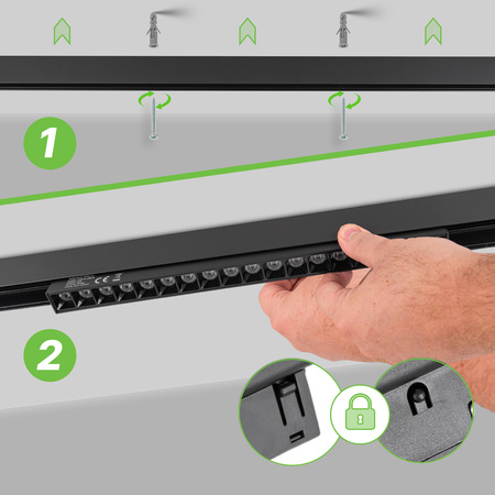 Lampa soczewkowa punktowa LED do szyny magnetycznej M20 18W 33cm czarna 3 BARWY ŚWIATŁA