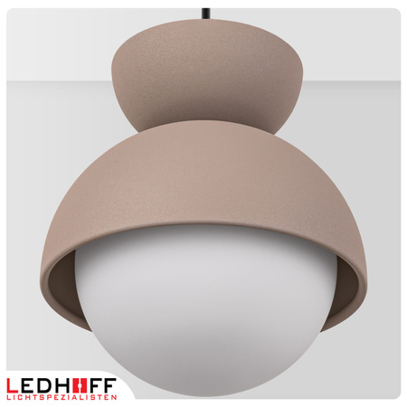 Lampa wisząca beżowa biały szklany klosz nad stół NOWOCZESNA